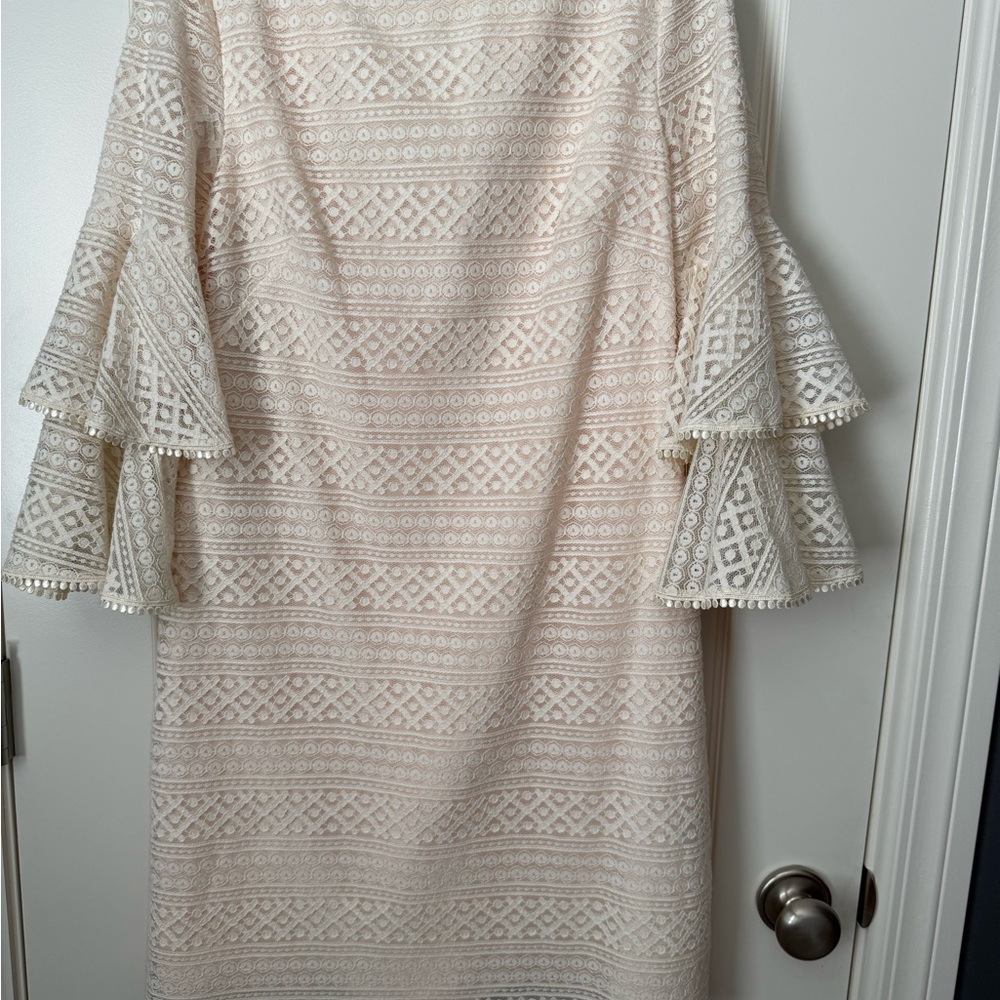 Eliza J Cream Lace Long Sleeve Dress